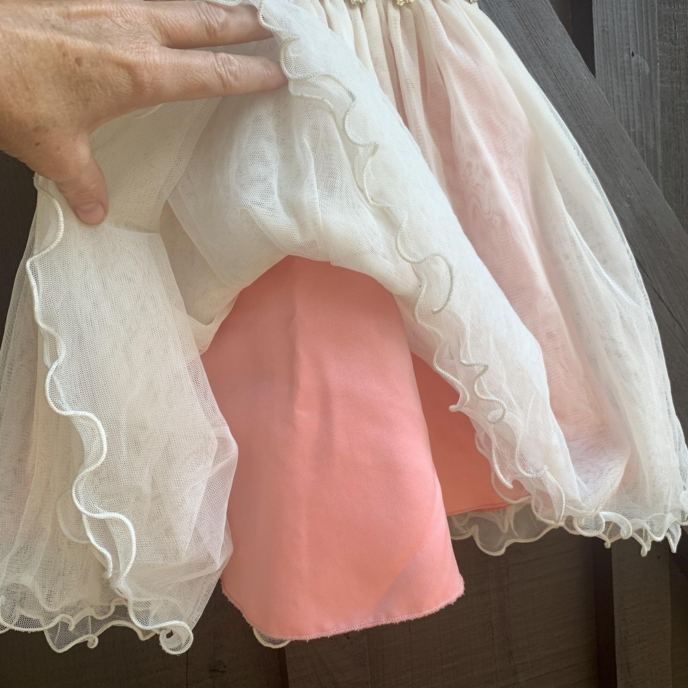 American Princess Girls 2T Pink Ivory Lace Tulle Flower Girl Party Easter Dress - Picture 6 of 14